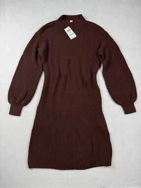 NWT Style & Co Ribbed Knit Sweater Dress Brown Women’s XS (PP)